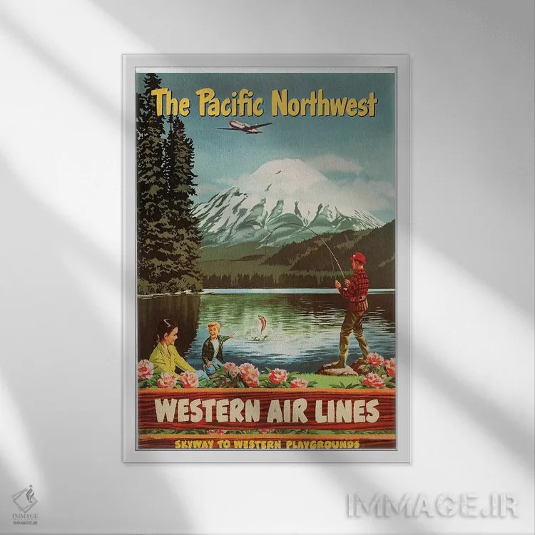 تابلو دکوراتیو شمال غربی اقیانوس آرام - نمای قابدار سفید