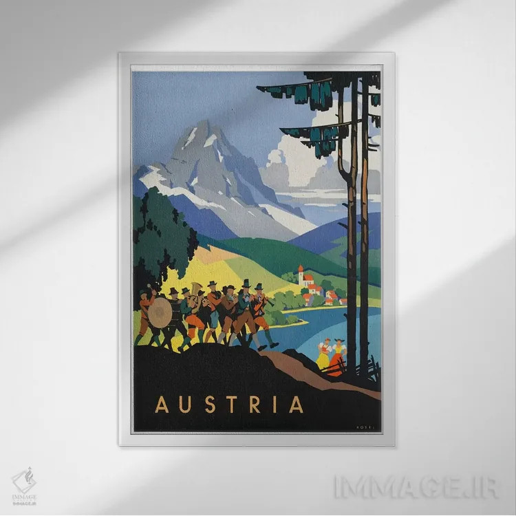 تابلو دکوراتیو اتریش: موسیقی - نمای قابدار سفید