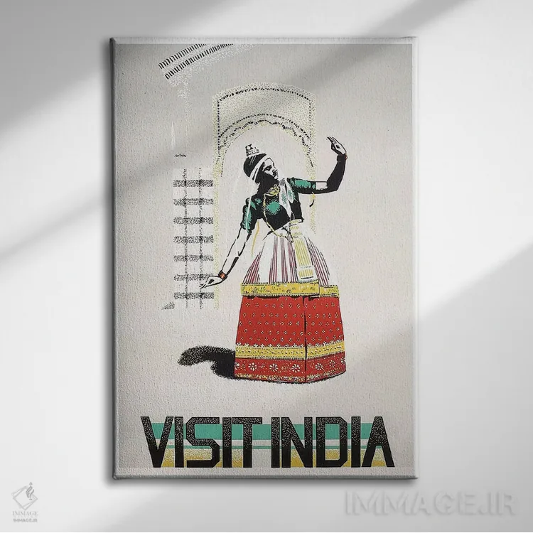 تابلو دکوراتیو بازدید از هند: رقص - نمای روبهرو روی دیوار