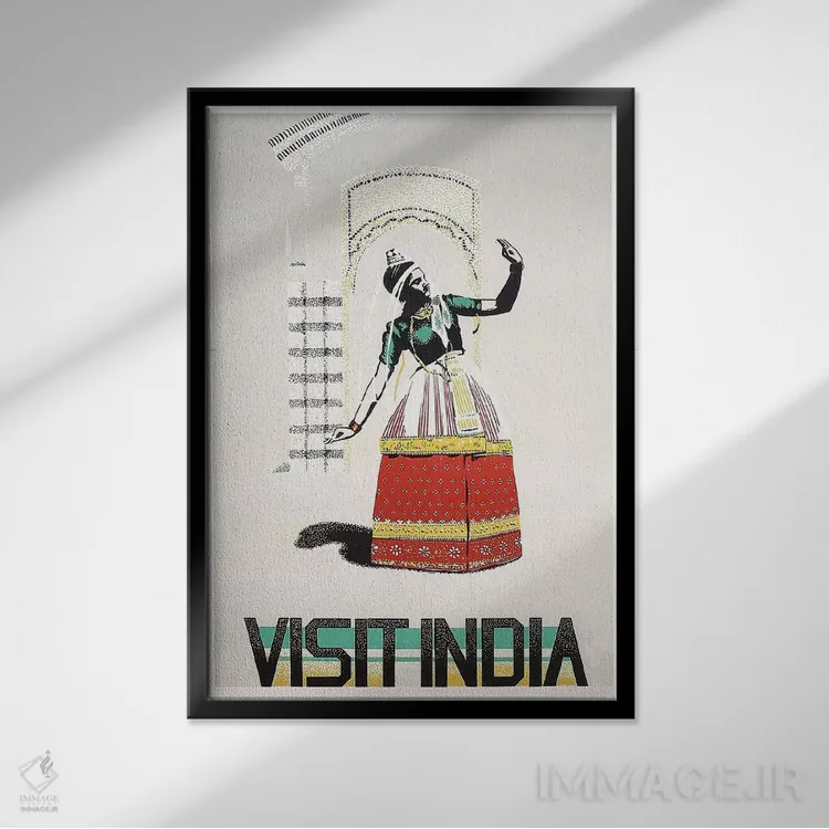 تابلو دکوراتیو بازدید از هند: رقص - نمای قابدار مشکی