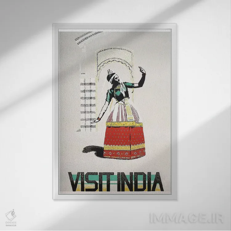 تابلو دکوراتیو بازدید از هند: رقص - نمای قابدار سفید