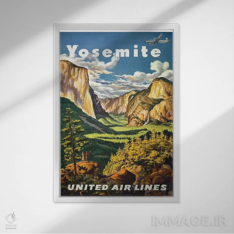تابلو دکوراتیو پارک ملی یوسیمیتی - نمای قابدار سفید