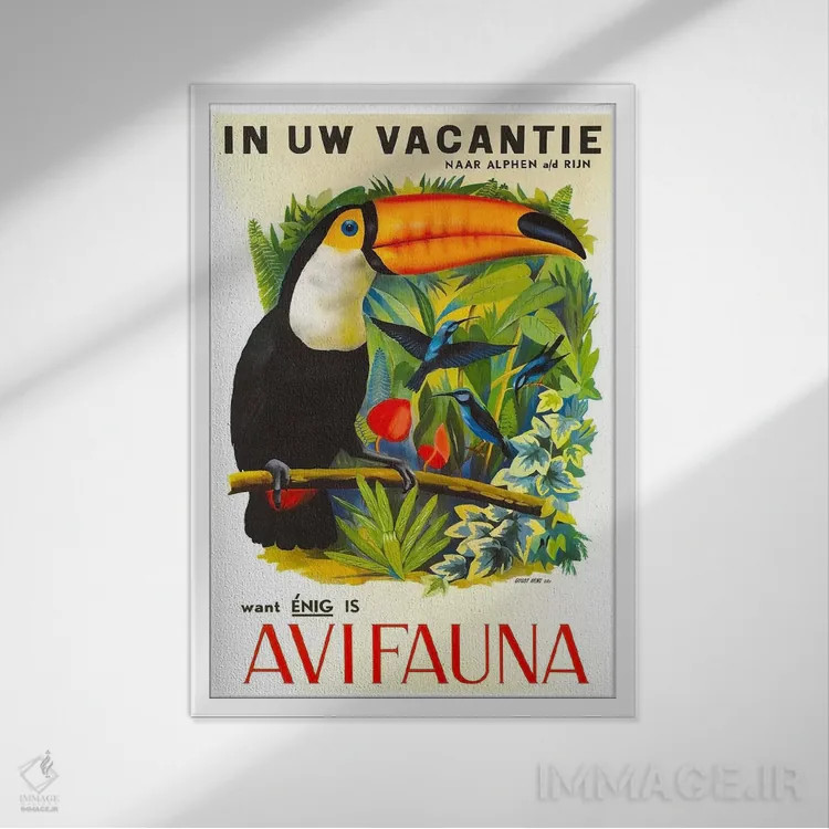 تابلو دکوراتیو پرندگان - نمای قابدار سفید