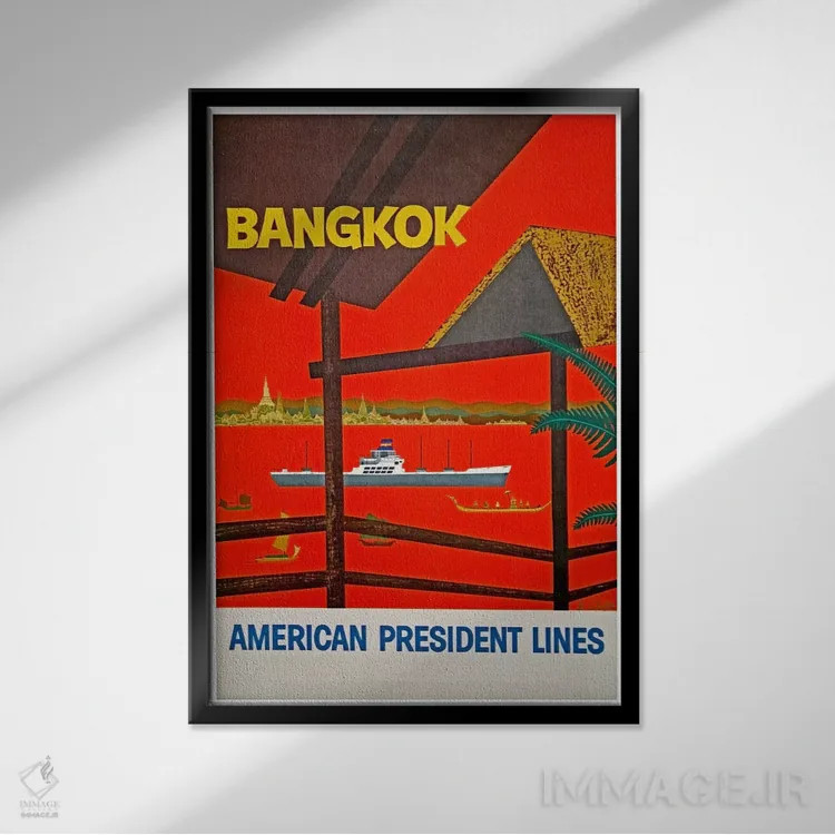 تابلو دکوراتیو Thailand,بانکوک، تایلند - نمای قابدار مشکی