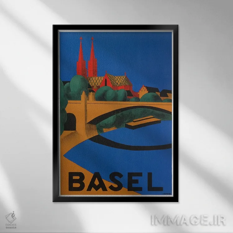 تابلو دکوراتیو Switzerland,بازل، سوئیس - نمای قابدار مشکی