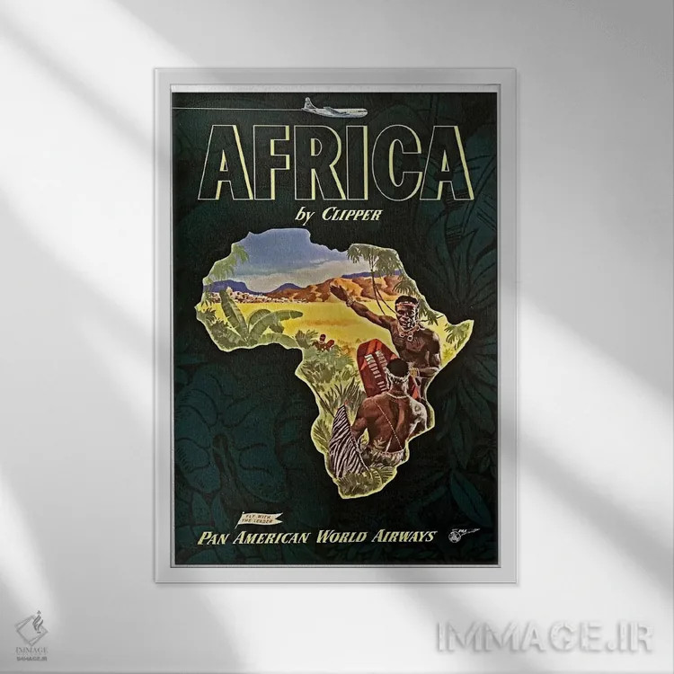 تابلو دکوراتیو آفریقا - نمای قابدار سفید