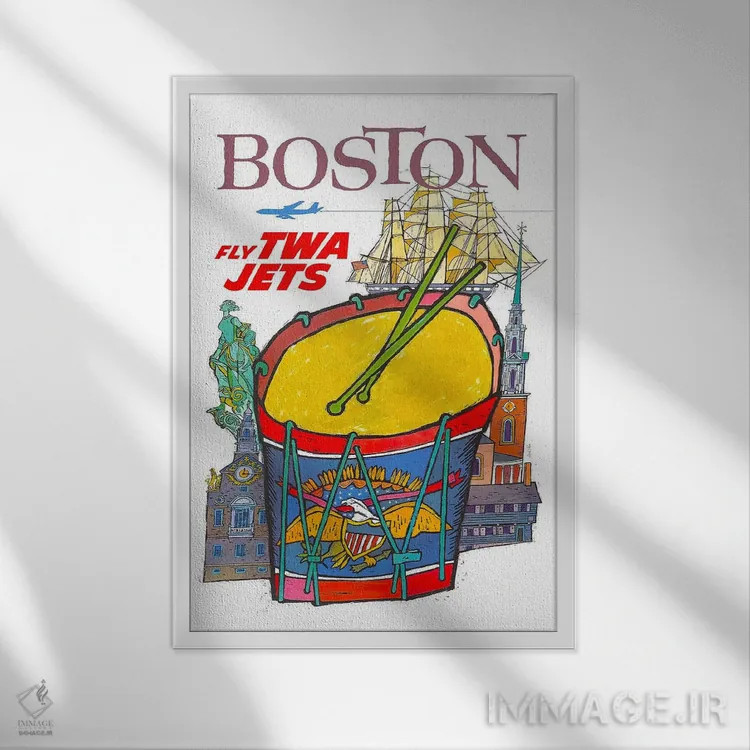 تابلو دکوراتیو بوستون - نمای قابدار سفید