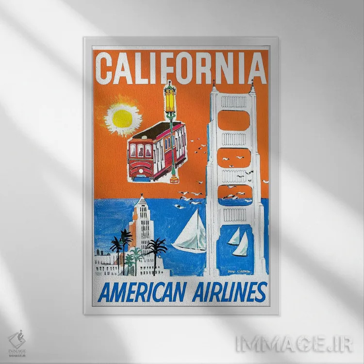 تابلو دکوراتیو کالیفرنیا - نمای قابدار سفید