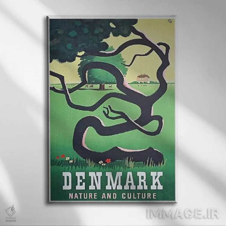 تابلو دکوراتیو دانمارک: طبیعت و فرهنگ - نمای روبهرو روی دیوار