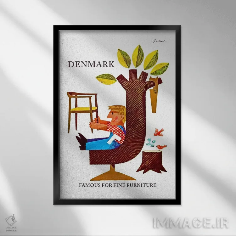 تابلو دکوراتیو دانمارک: مشهور به مبلمان ظریف - نمای قابدار مشکی