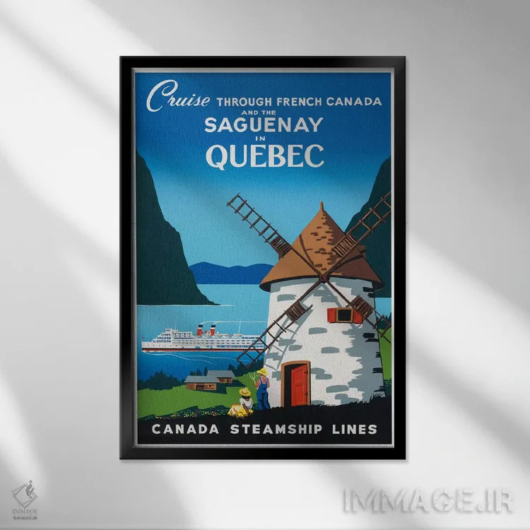 تابلو دکوراتیو کروز در کانادای فرانسوی و رودخانه ساگونای، کبک - نمای قابدار مشکی
