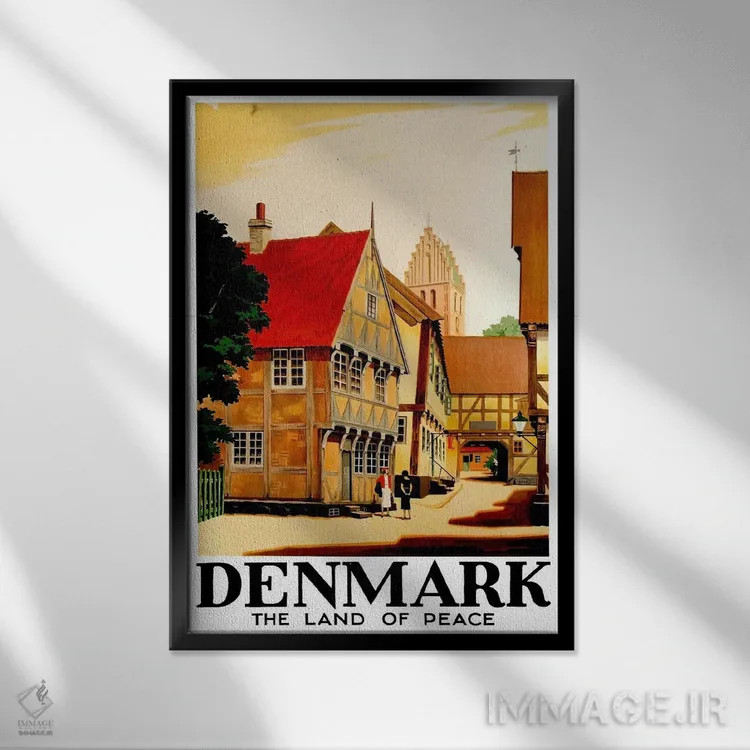 تابلو دکوراتیو دانمارک: سرزمین صلح - نمای قابدار مشکی