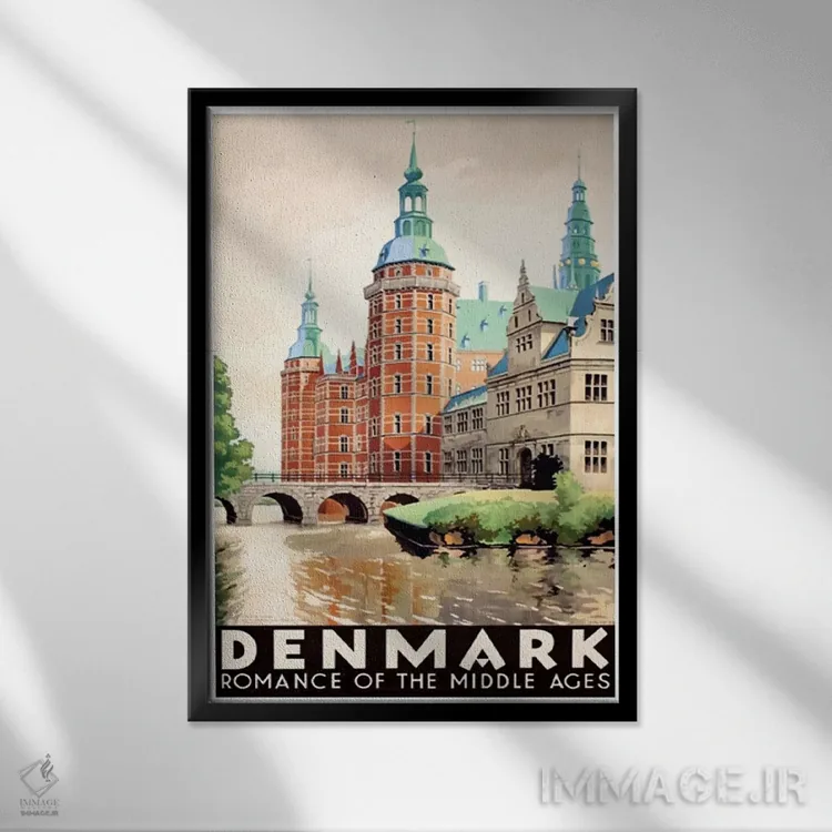 تابلو دکوراتیو دانمارک: افسون قرون وسطی - نمای قابدار مشکی
