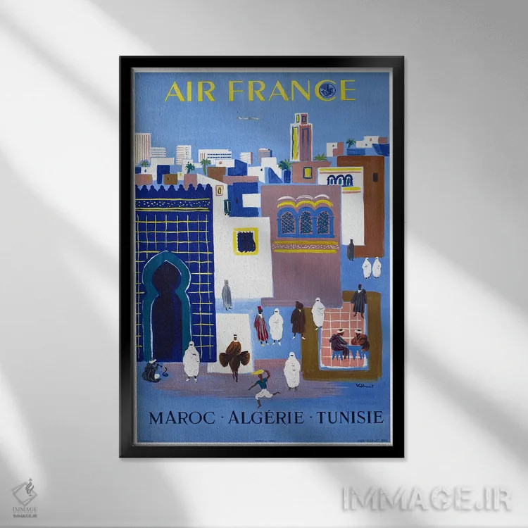 تابلو دکوراتیو ایر فرانس - نمای قابدار مشکی