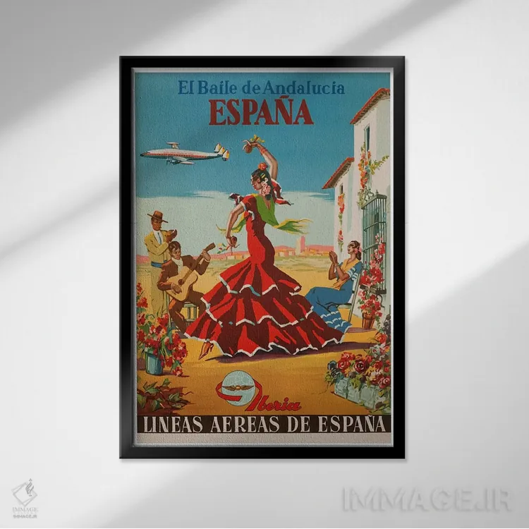 تابلو دکوراتیو Espana,رقص اندلس، اسپانیا - نمای قابدار مشکی