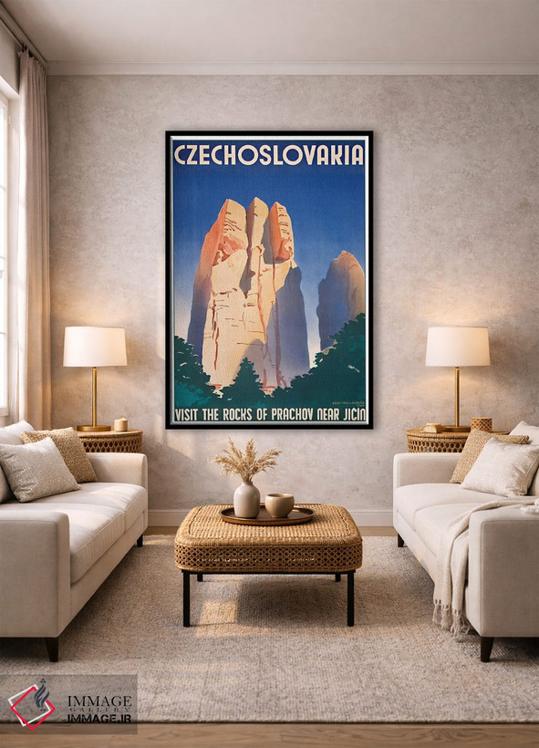 تابلو دکوراتیو چکسلواکی: بازدید از صخره های پراخوف نزدیک ژیچین - D1B