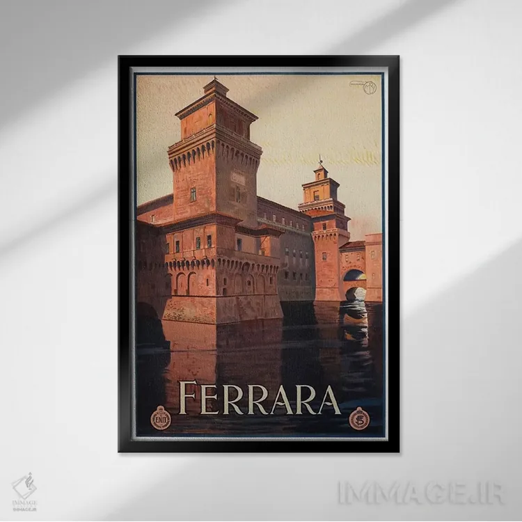 تابلو دکوراتیو Italy,فرارا، ایتالیا - نمای قابدار مشکی