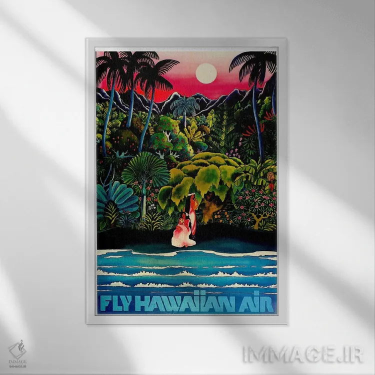 تابلو دکوراتیو پرواز با هواپیمایی هاوایی - نمای قابدار سفید