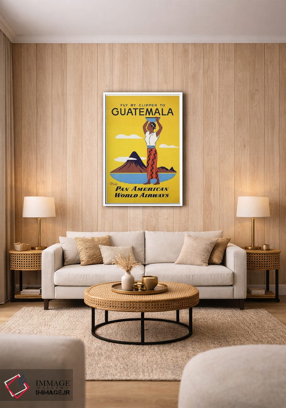 تابلو دکوراتیو پرواز با کلیپر به گواتمالا با پان آمریکن - D1W