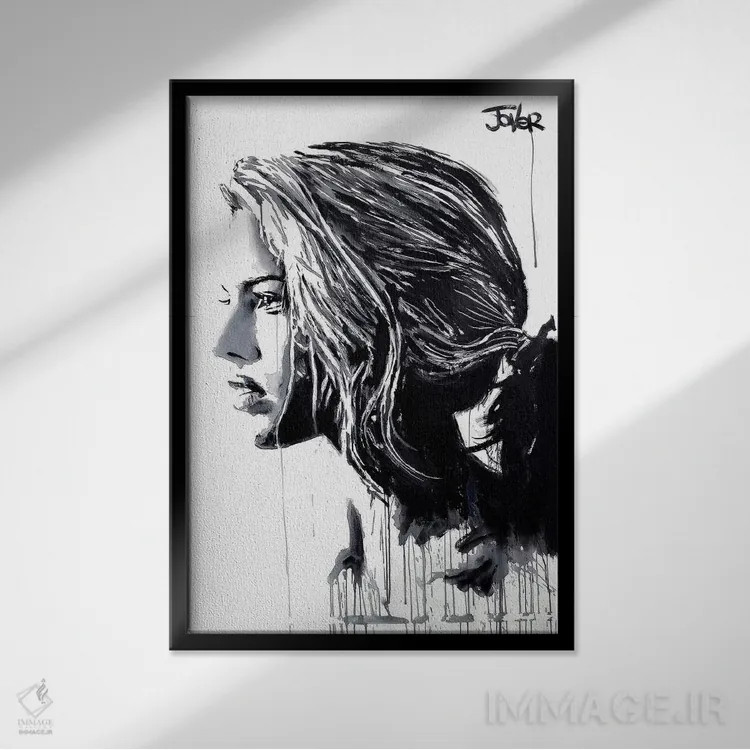 تابلو دکوراتیو سوسن ببر سفید اثر لوی جوور - نمای قابدار مشکی