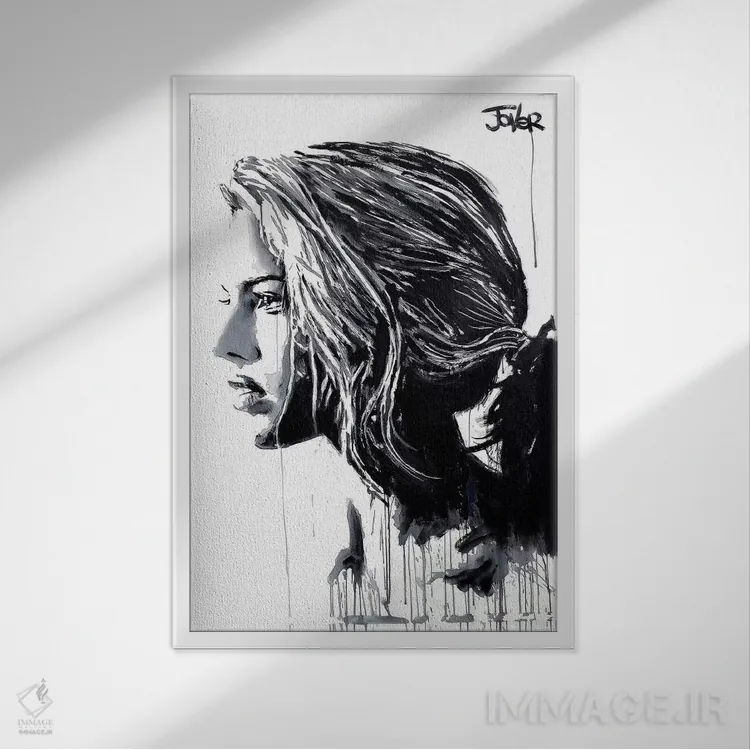 تابلو دکوراتیو سوسن ببر سفید اثر لوی جوور - نمای قابدار سفید