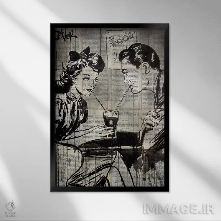 تابلو دکوراتیو نوشابه گازدار اثر لوی جوور - نمای قابدار مشکی