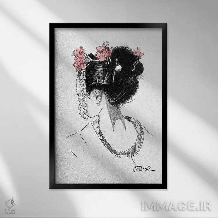 تابلو دکوراتیو آتسوکو اثر لوی جوور - نمای قابدار مشکی
