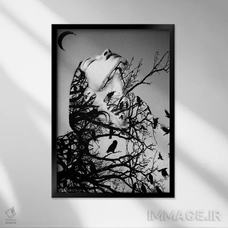 تابلو دکوراتیو پایین را نگاه نکن اثر لوی جوور - نمای قابدار مشکی