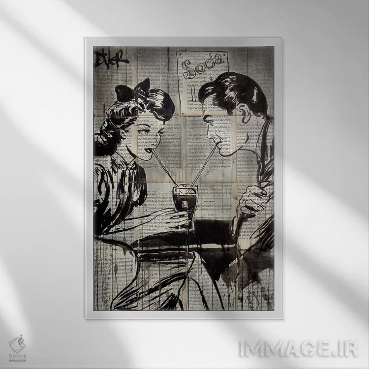 تابلو دکوراتیو نوشابه گازدار اثر لوی جوور - نمای قابدار سفید