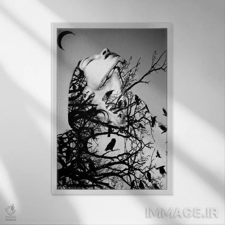 تابلو دکوراتیو پایین را نگاه نکن اثر لوی جوور - نمای قابدار سفید