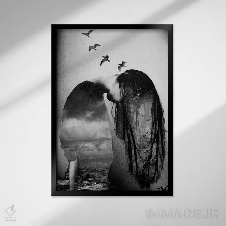تابلو دکوراتیو Sea And Sky,جنگل، دریا و آسمان اثر لوی جوور - نمای قابدار مشکی