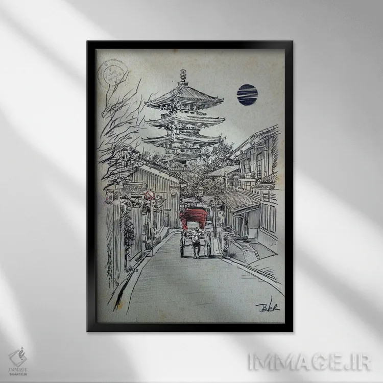 تابلو دکوراتیو لحظه ای دیگر در کیوتو اثر لوی جوور - نمای قابدار مشکی