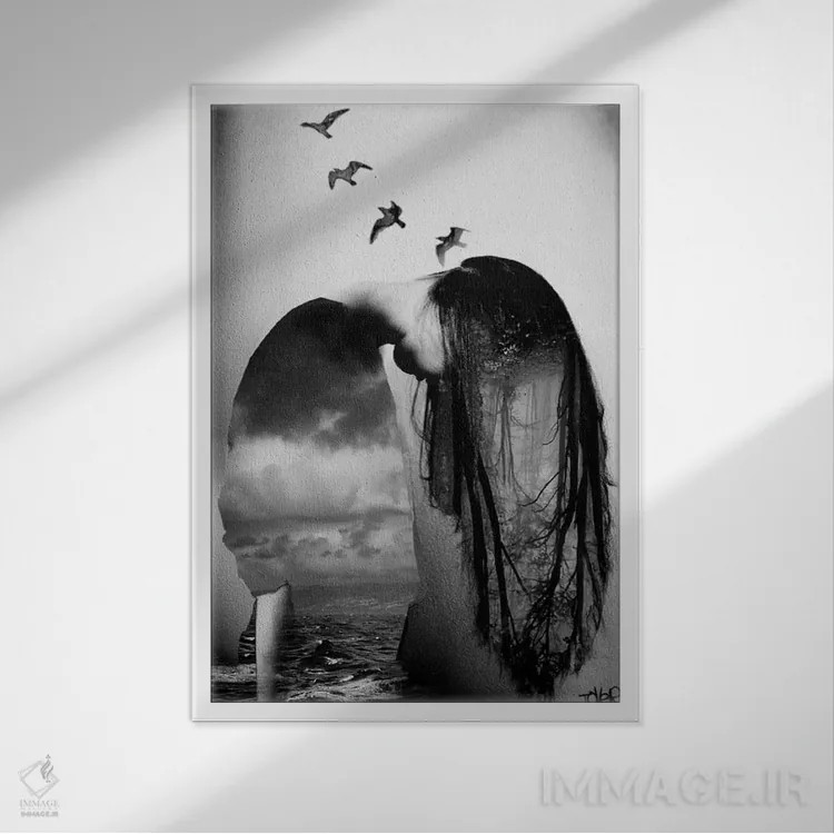 تابلو دکوراتیو Sea And Sky,جنگل، دریا و آسمان اثر لوی جوور - نمای قابدار سفید