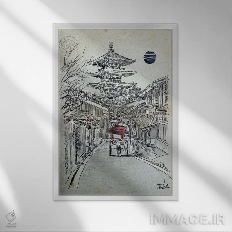 تابلو دکوراتیو لحظه ای دیگر در کیوتو اثر لوی جوور - نمای قابدار سفید