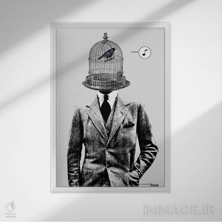 تابلو دکوراتیو پر و بال اثر لوی جوور - نمای قابدار سفید