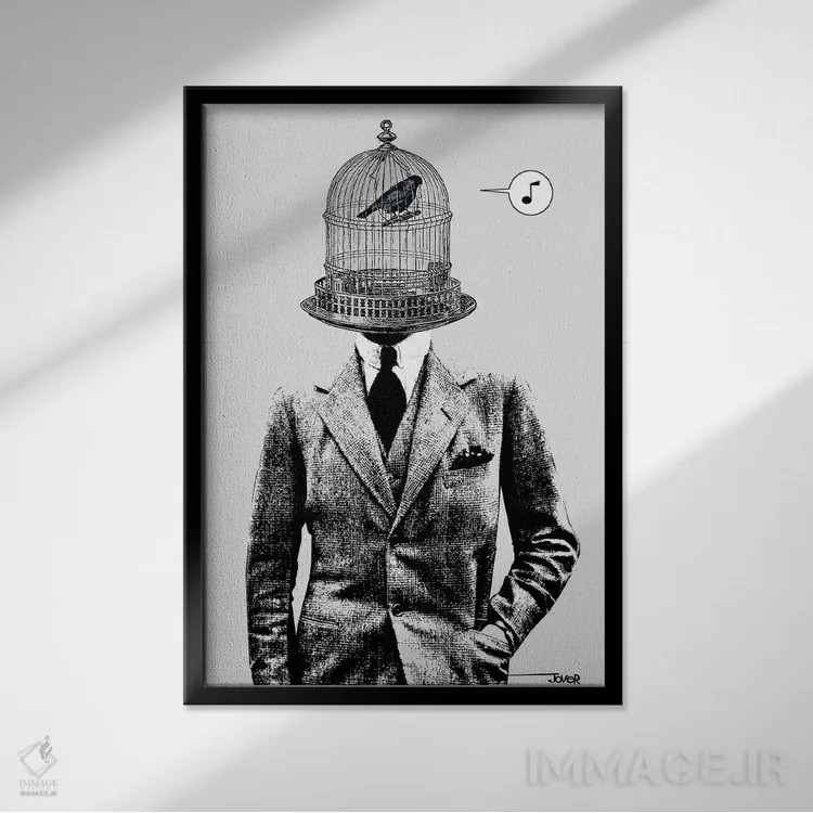 تابلو دکوراتیو پر و بال اثر لوی جوور - نمای قابدار مشکی