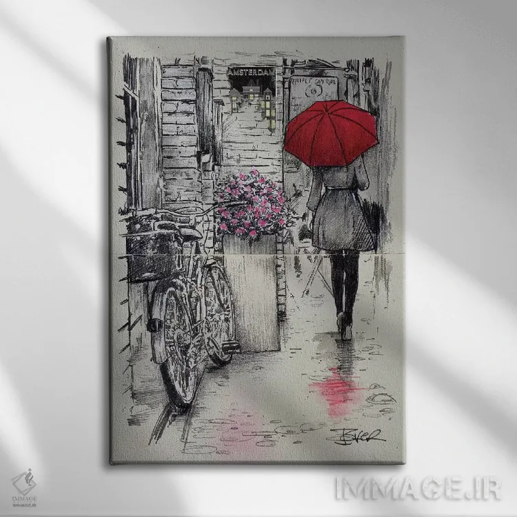 تابلو دکوراتیو پیاده روی در آمستردام اثر لوی جوور - نمای روبهرو روی دیوار