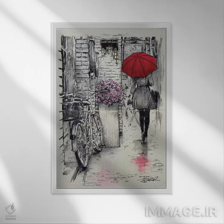 تابلو دکوراتیو پیاده روی در آمستردام اثر لوی جوور - نمای قابدار سفید