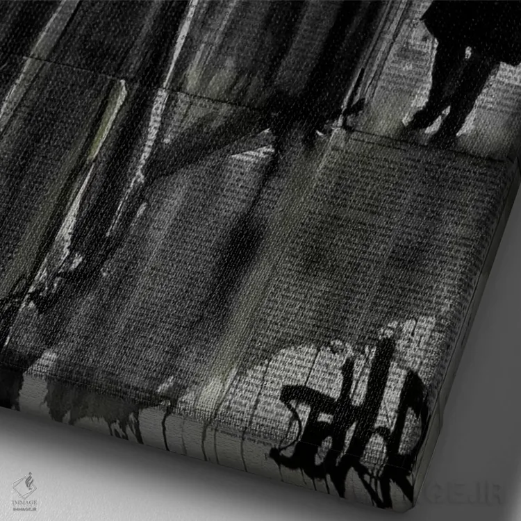 تابلو دکوراتیو کافه شبانه اثر لوی جوور - نمای نزدیک بافت بوم