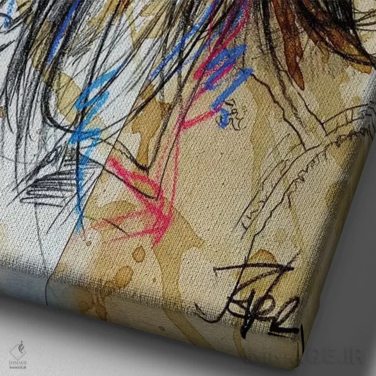 تابلو دکوراتیو عجیب و سرزنده/بازیگوش اثر لوی جوور - نمای نزدیک بافت بوم
