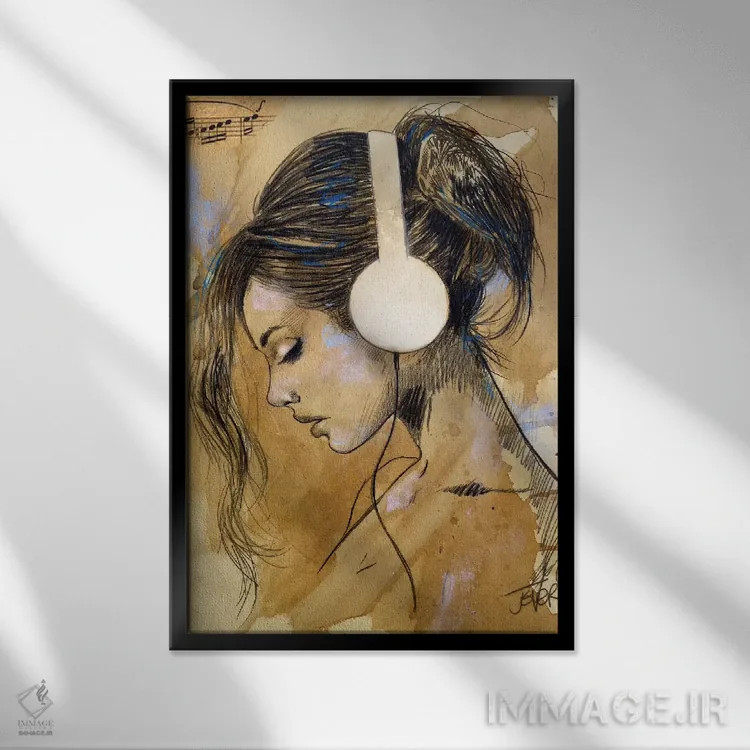 تابلو دکوراتیو گوش دادن ها/او گوش می دهد اثر لوی جوور - نمای قابدار مشکی