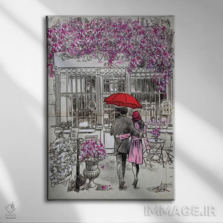 تابلو دکوراتیو پیاده روی کوتاه تا کافه اثر لوی جوور - نمای روبهرو روی دیوار