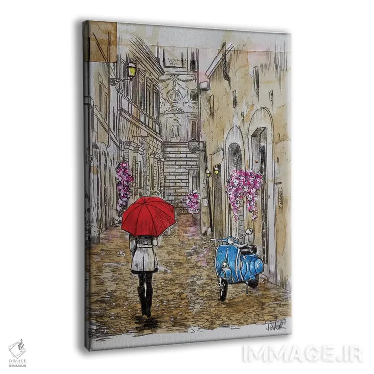 تابلو دکوراتیو اسکوتر آبی کوچک اثر لوی جوور - نمای پرسپکتیو محصول