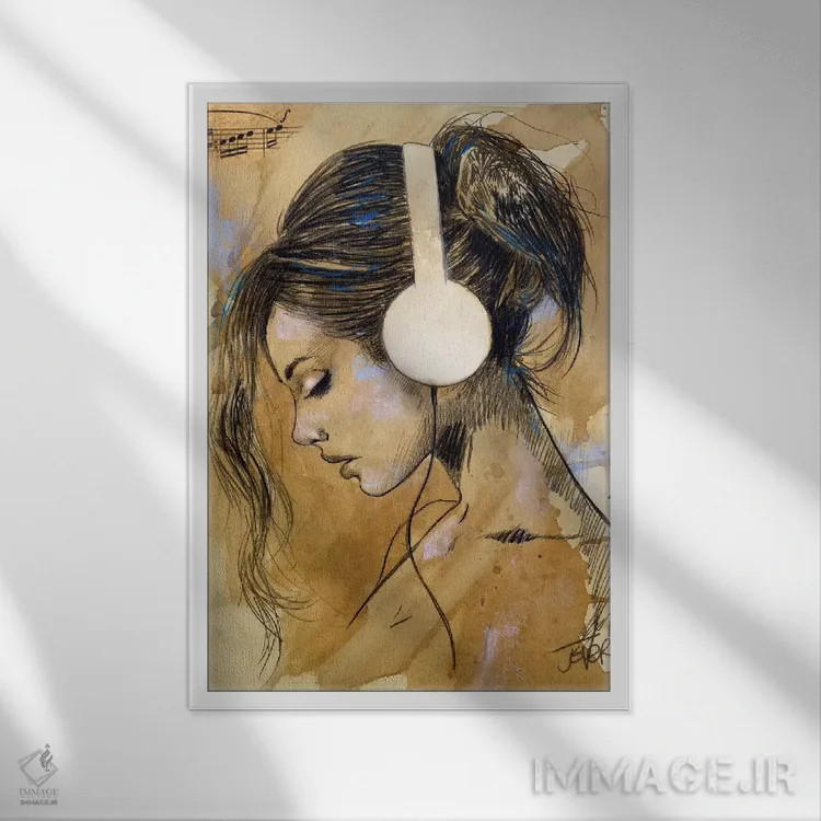 تابلو دکوراتیو گوش دادن ها/او گوش می دهد اثر لوی جوور - نمای قابدار سفید