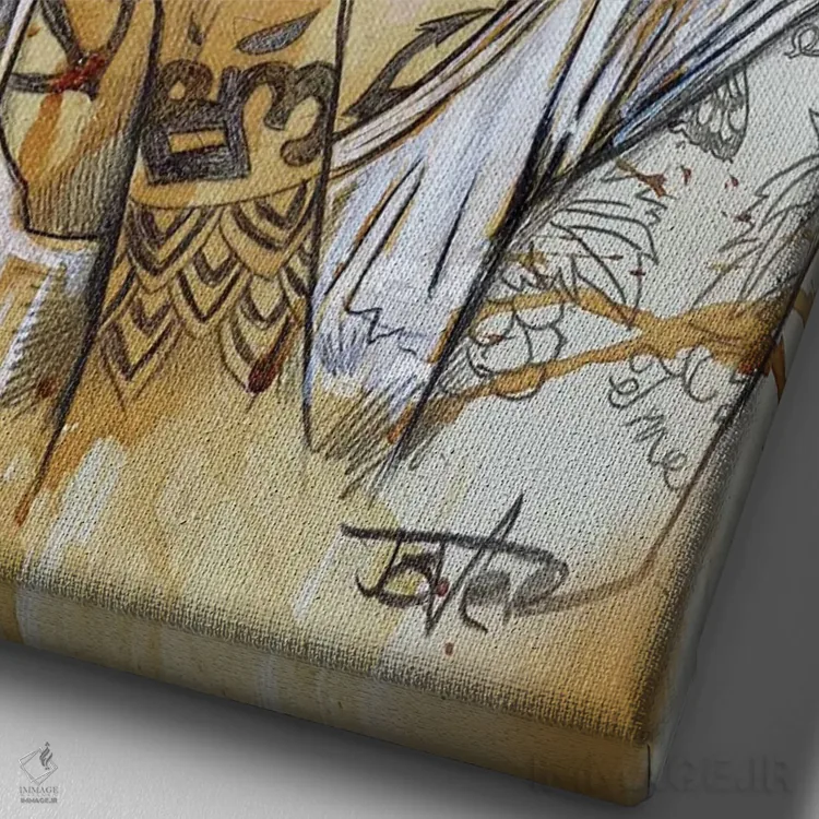 تابلو دکوراتیو پرنده های آبی اثر لوی جوور - نمای نزدیک بافت بوم