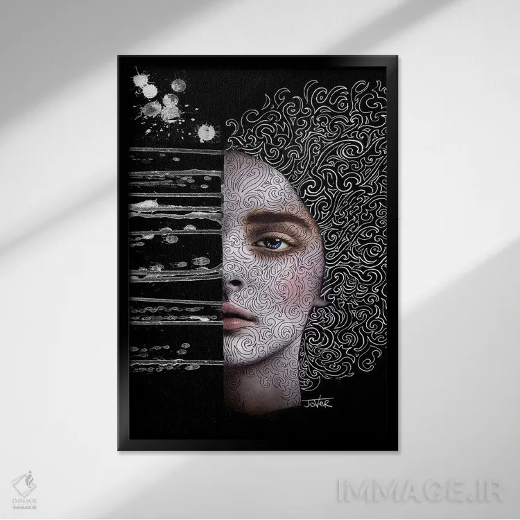 تابلو دکوراتیو ابعاد اثر لوی جوور - نمای قابدار مشکی