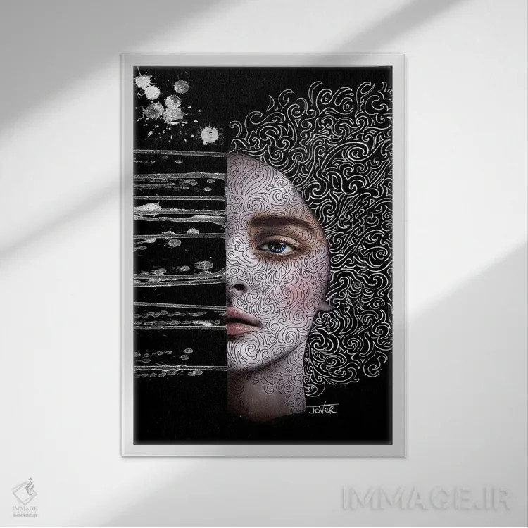 تابلو دکوراتیو ابعاد اثر لوی جوور - نمای قابدار سفید