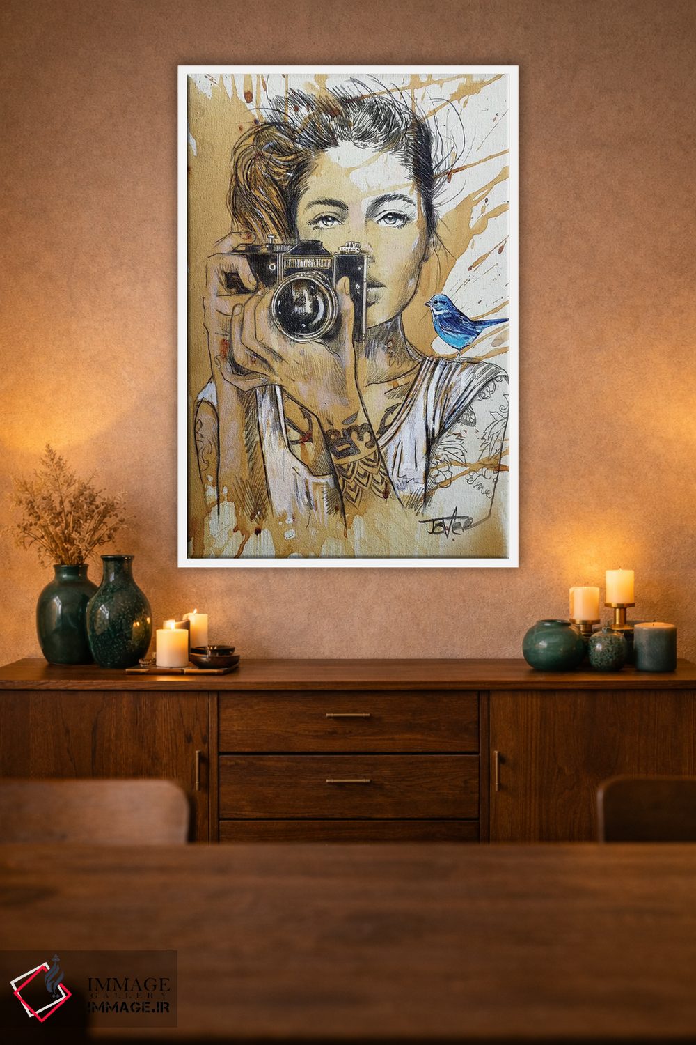 تابلو دکوراتیو پرنده های آبی اثر لوی جوور - D1W