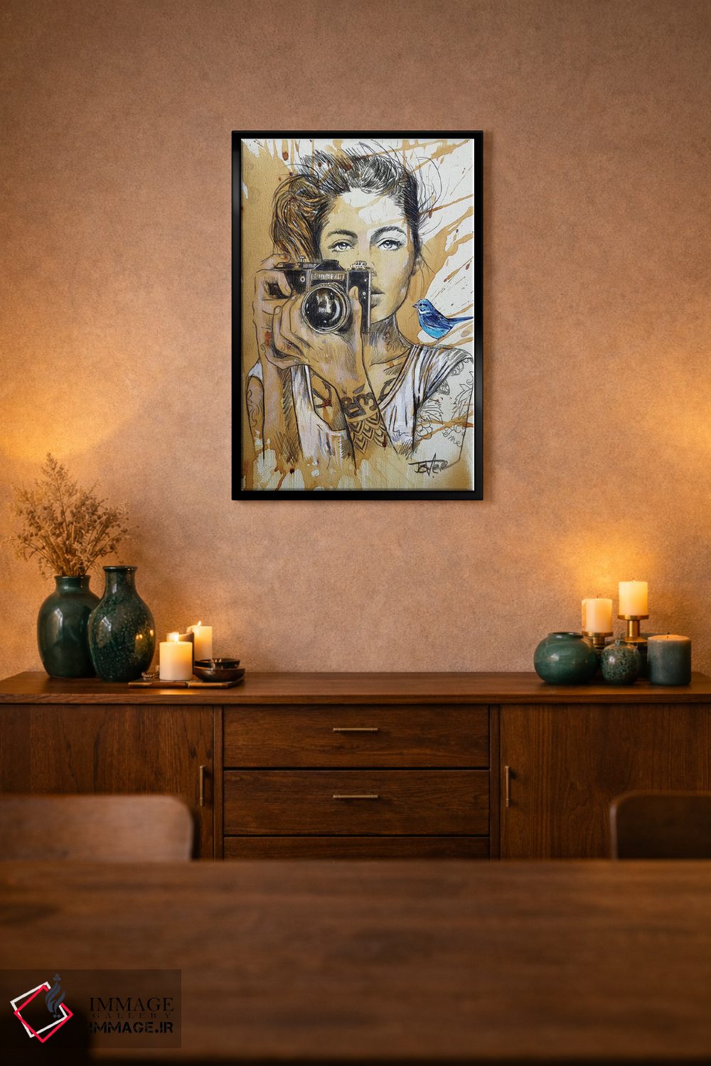 تابلو دکوراتیو پرنده های آبی اثر لوی جوور - D3B