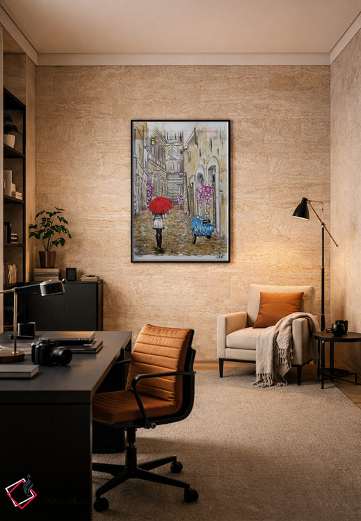 تابلو دکوراتیو اسکوتر آبی کوچک اثر لوی جوور - D6B